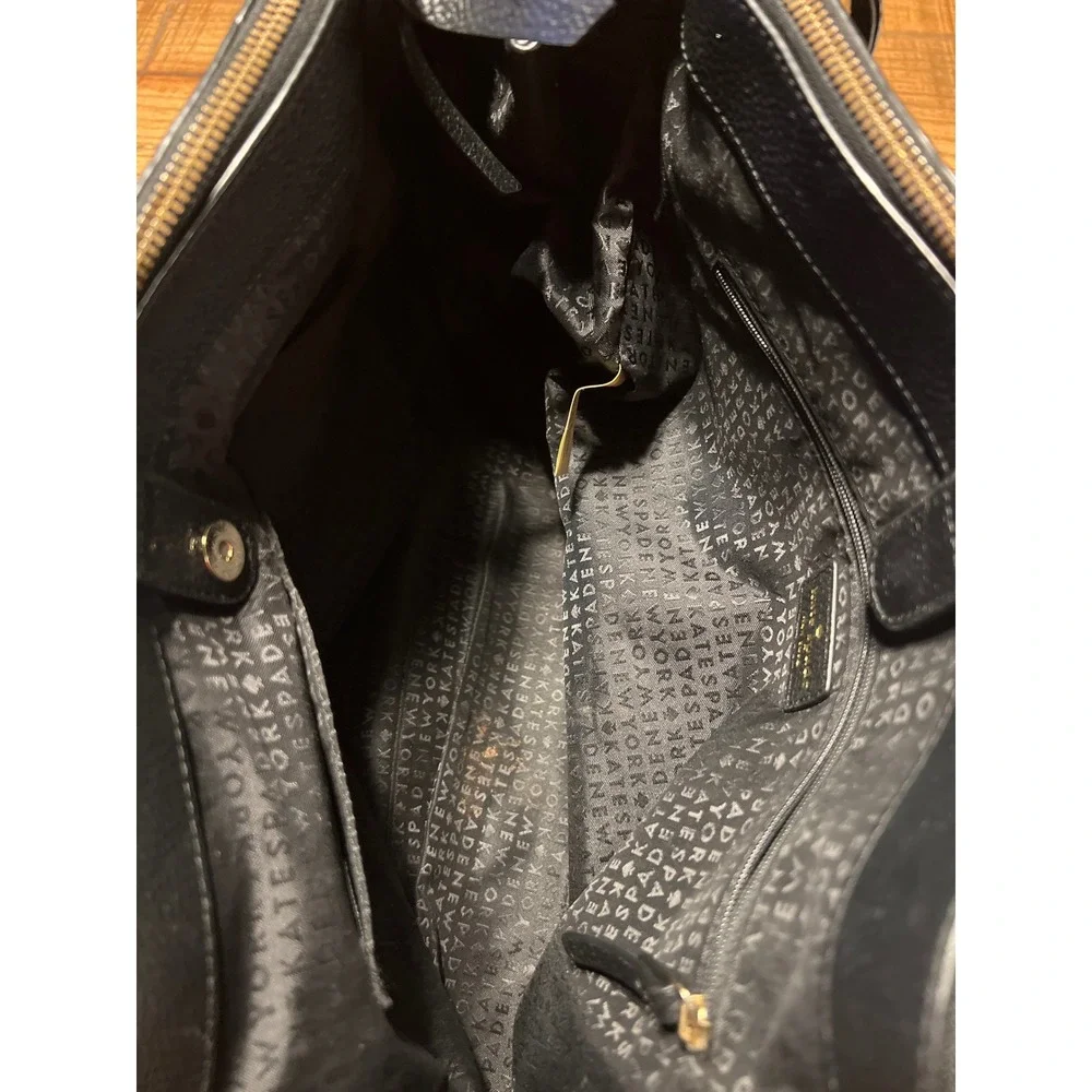 Kate Spade New York Black Leather Satchel Bag Gold Hardware‎ Shoulder Strap Chic
